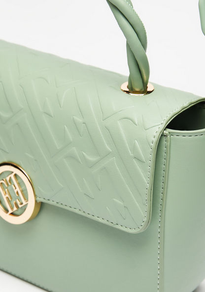 ELLE Monogram Textured Crossbody Bag with Twisted Top Handle-Women%27s Handbags-image-4