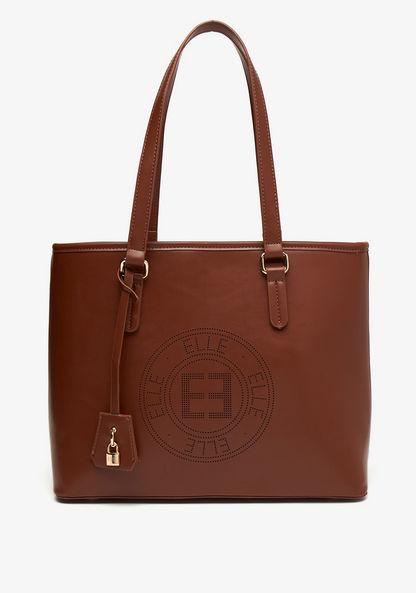 Elle Logo Detail Tote Bag with Zip Closure