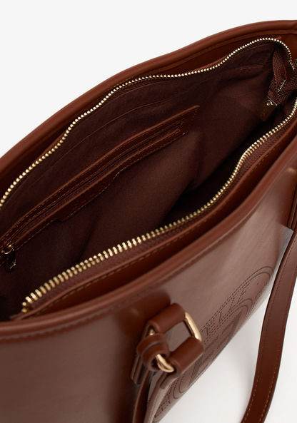 Elle Logo Detail Tote Bag with Zip Closure
