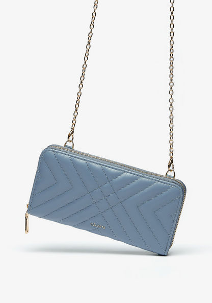 Celeste Quilted Wallet with Detachable Chain Strap and Zip Closure-Wallets and Clutches-image-2