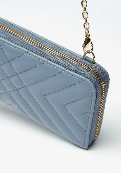Celeste Quilted Wallet with Detachable Chain Strap and Zip Closure-Wallets and Clutches-image-3