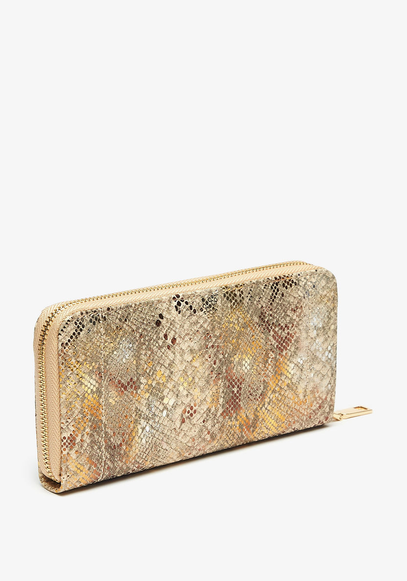 Celeste Textured Wallet with Zip Closure-Wallets & Clutches-image-1