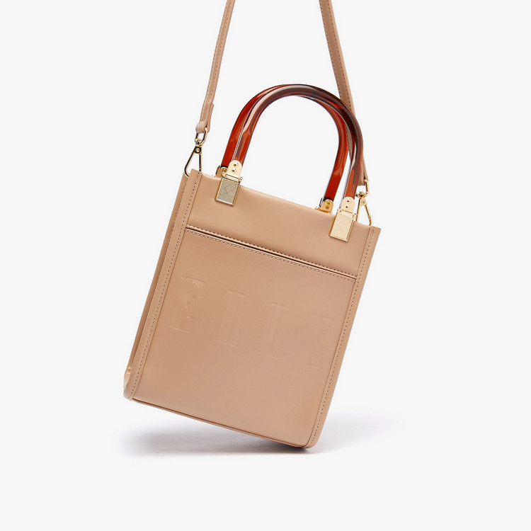 Elle Logo Embossed Shopper Bag with Double Handle