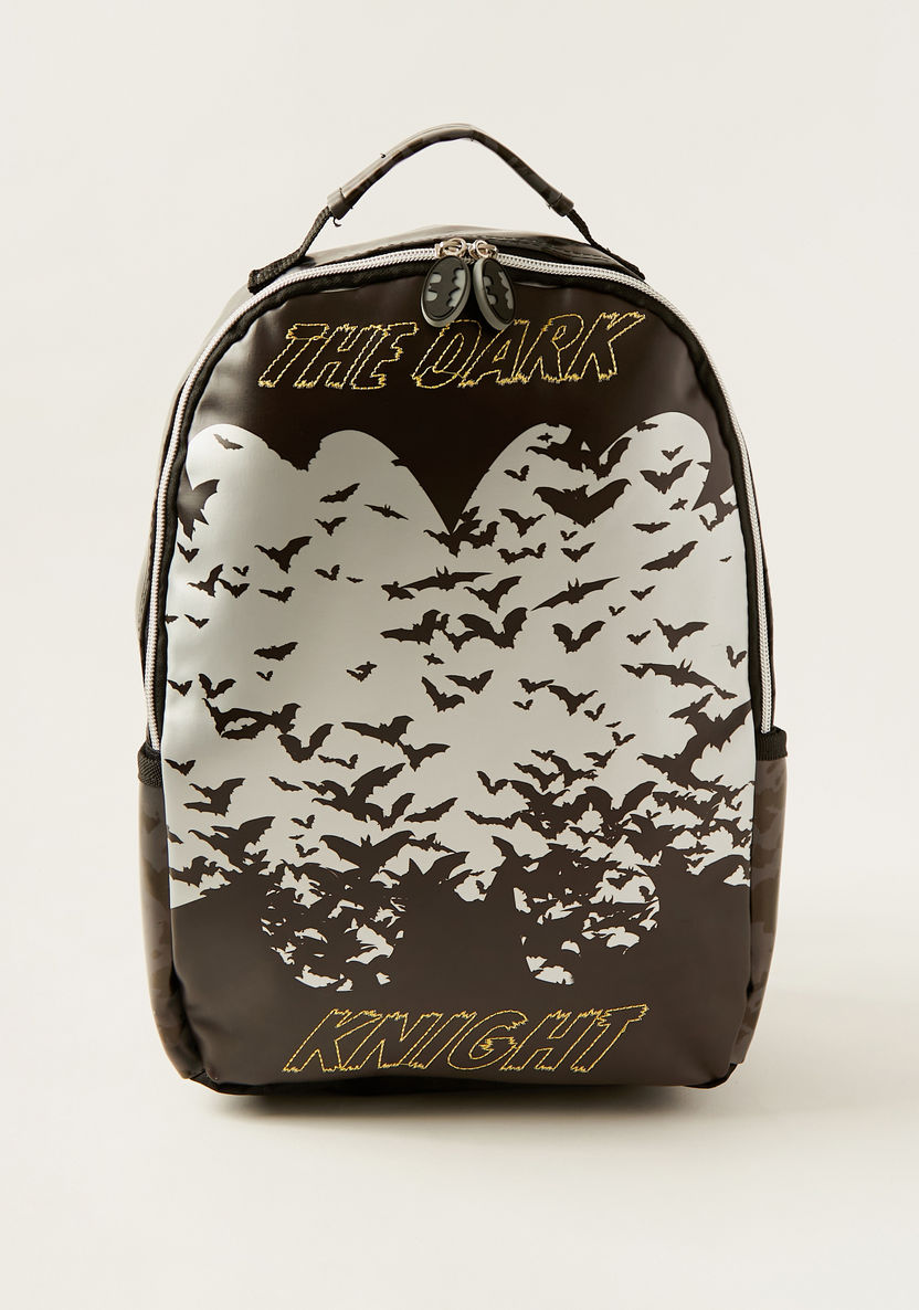 Batman Print Zipper Backpack with Adjustable Shoulder Straps-Bags and Backpacks-image-0