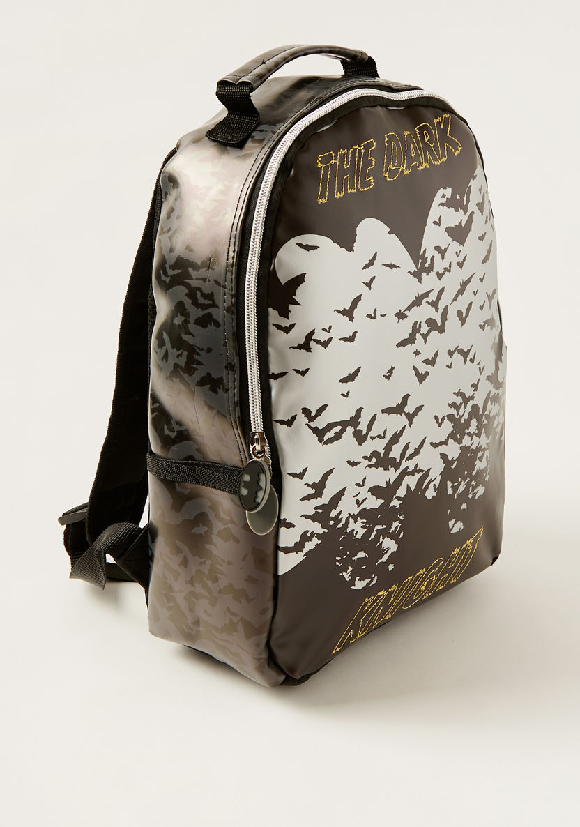 Batman Print Zipper Backpack with Adjustable Shoulder Straps-Bags and Backpacks-image-1