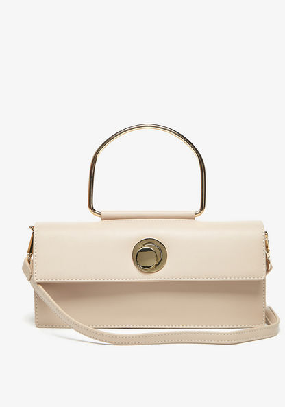 Celeste Solid Crossbody Bag with Detachable Strap and Flap Closure