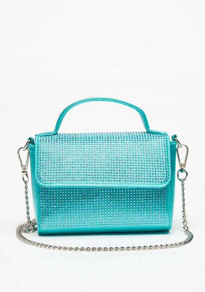 Haadana Embellished Satchel Bag with Grab Handle and Chain Strap-Women%27s Handbags-image-0