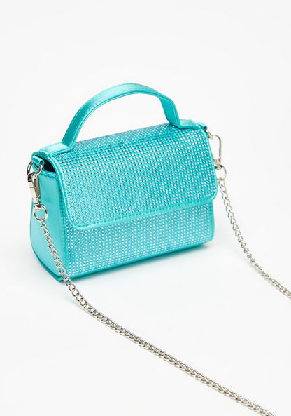 Haadana Embellished Satchel Bag with Grab Handle and Chain Strap-Women%27s Handbags-image-2
