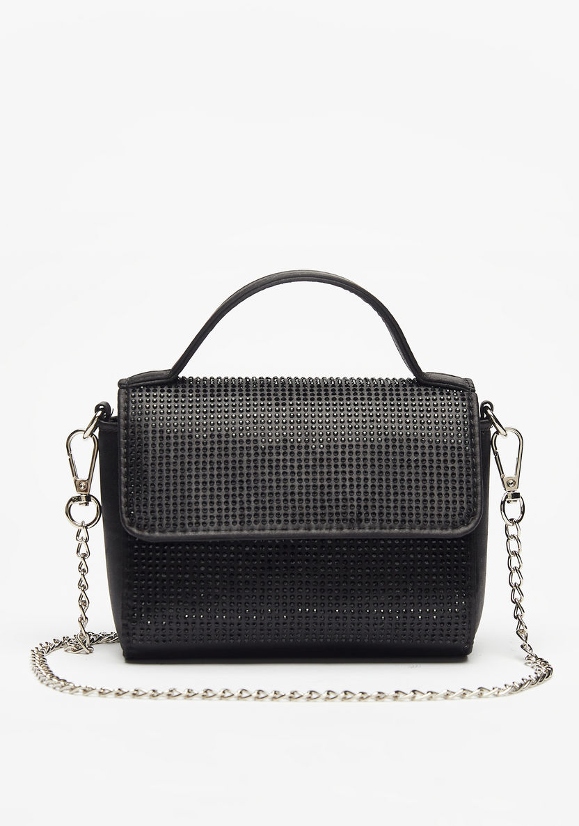 Haadana Embellished Satchel Bag with Grab Handle and Chain Strap-Women%27s Handbags-image-0