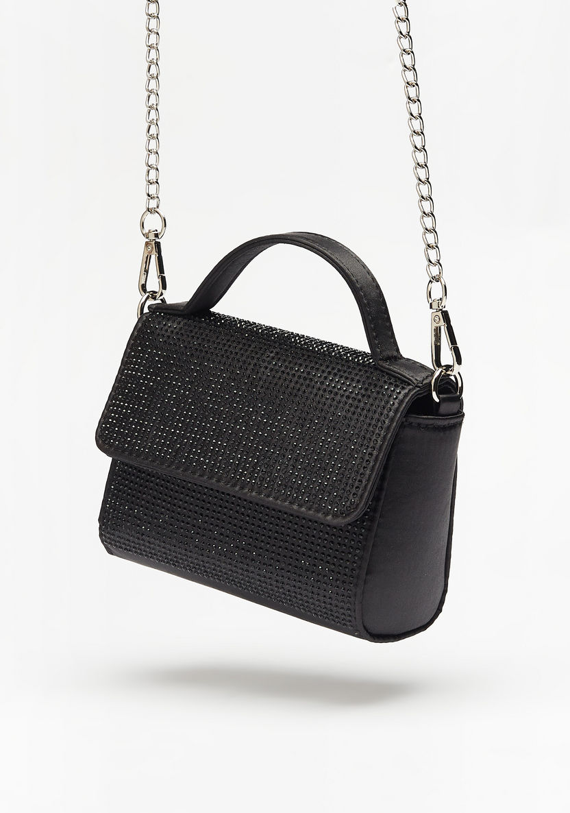 Haadana Embellished Satchel Bag with Grab Handle and Chain Strap-Women%27s Handbags-image-1