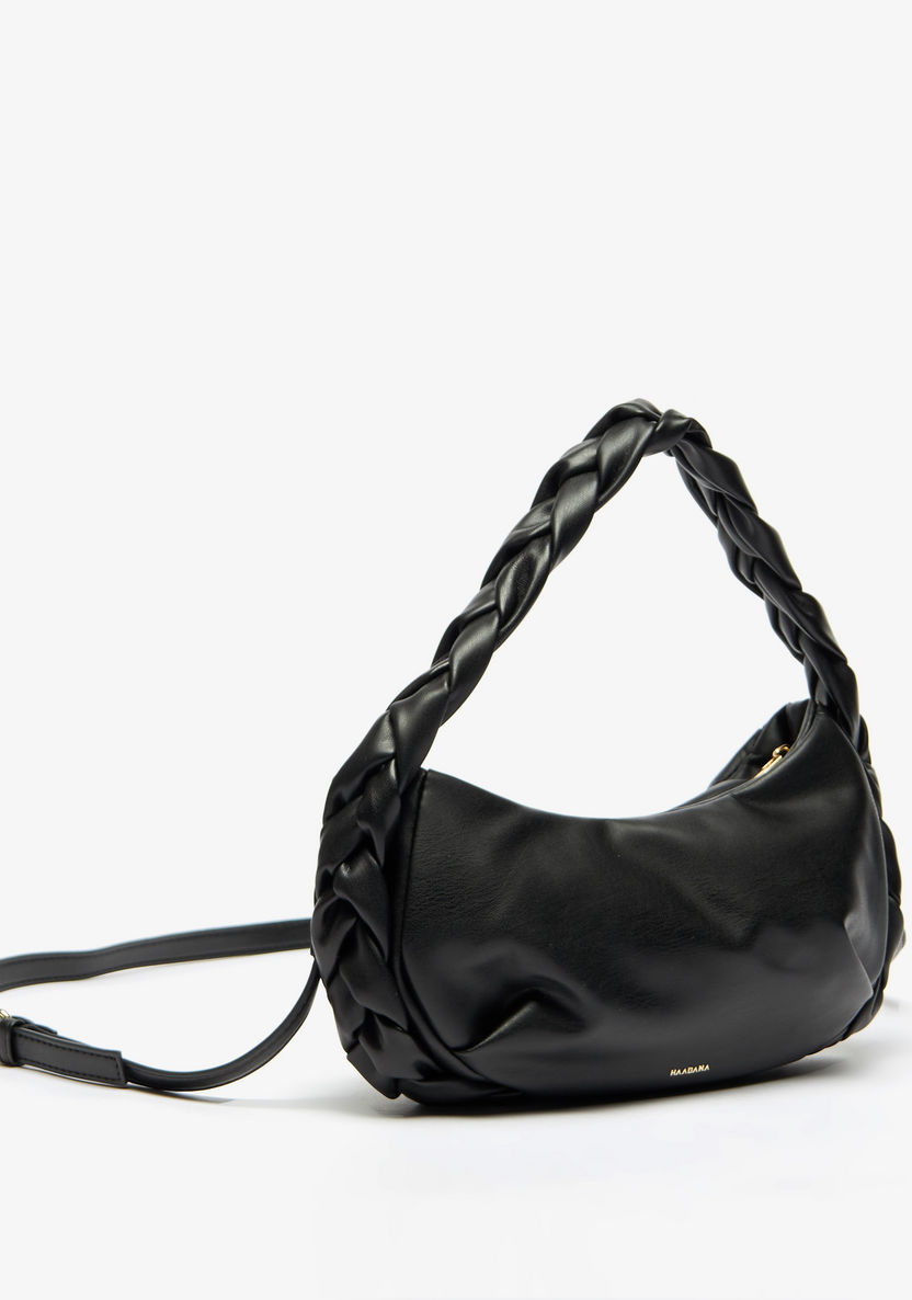 Haadana Solid Shoulder Bag with Braided Handle and Detachable Strap-Women%27s Handbags-image-0