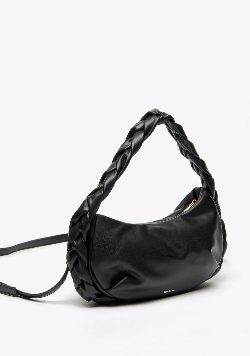 Haadana Solid Shoulder Bag with Braided Handle and Detachable Strap-Women%27s Handbags-image-2