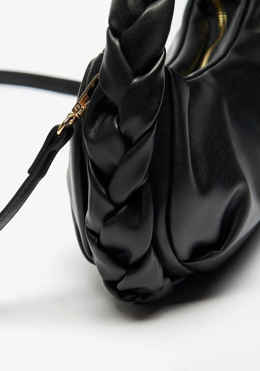 Haadana Solid Shoulder Bag with Braided Handle and Detachable Strap-Women%27s Handbags-image-3