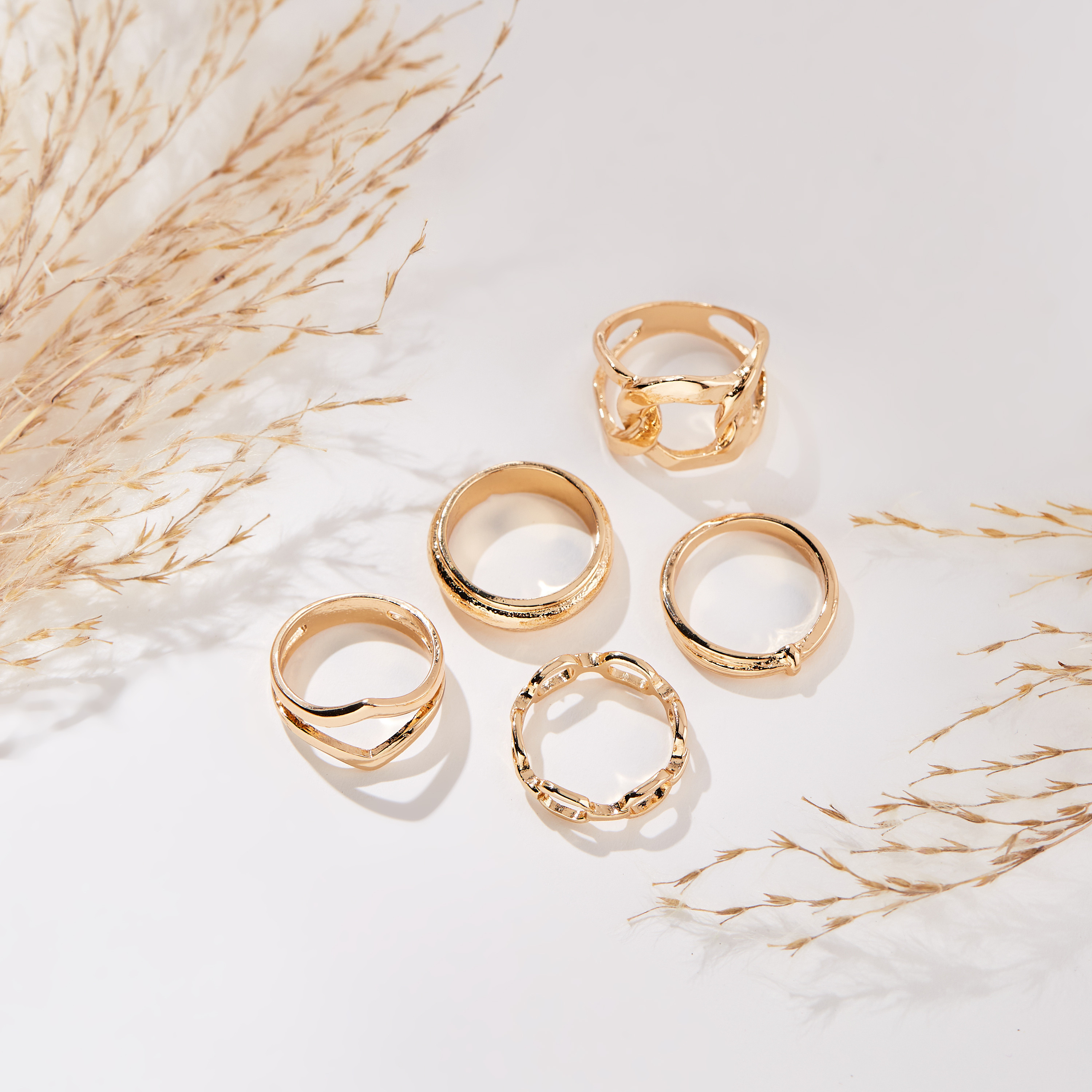 Assorted Metallic Ring - Set of 5-women-watchesandjewellery-jewellery-rings-image-2