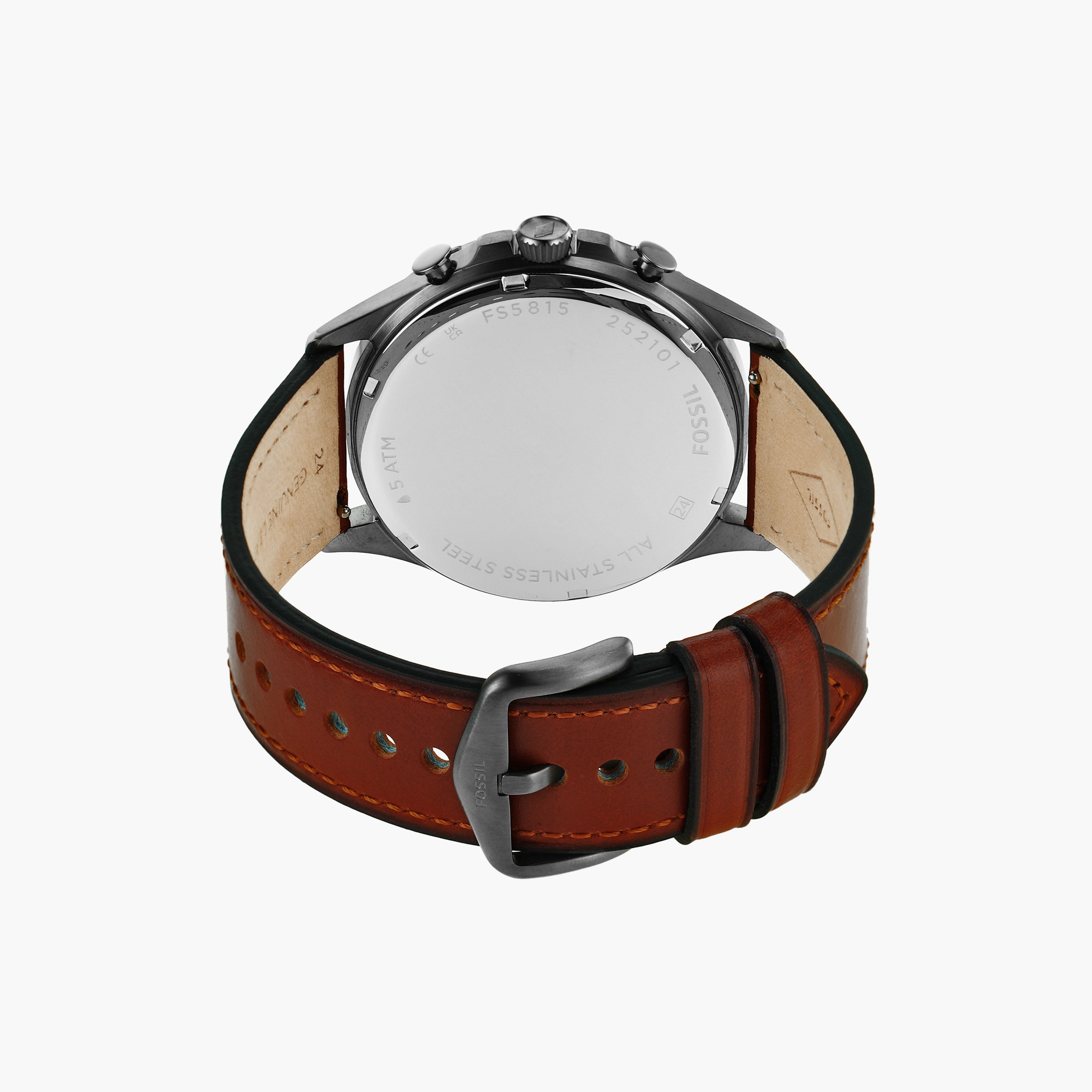 Shop Fossil Men Leather Brown Strap Chronograph Watch FS5815