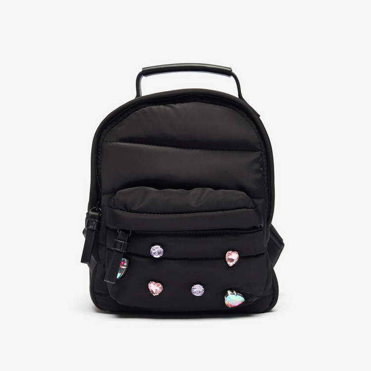 Missy Embellished Backpack with Adjustable Shoulder Straps and Top Handle