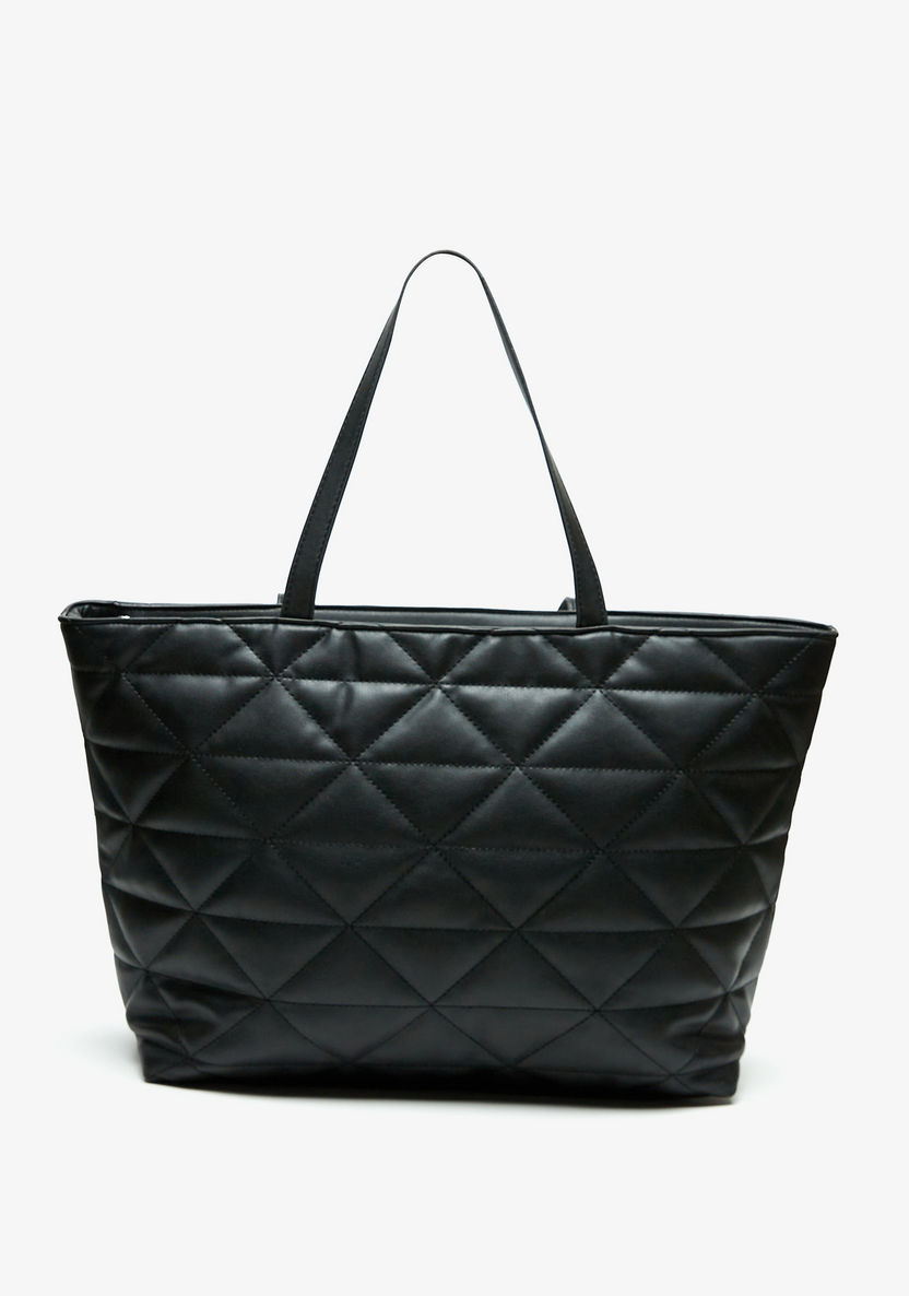 Haadana Quilted Tote Bag with Double Handle and Zip Closure-Women%27s Handbags-image-0