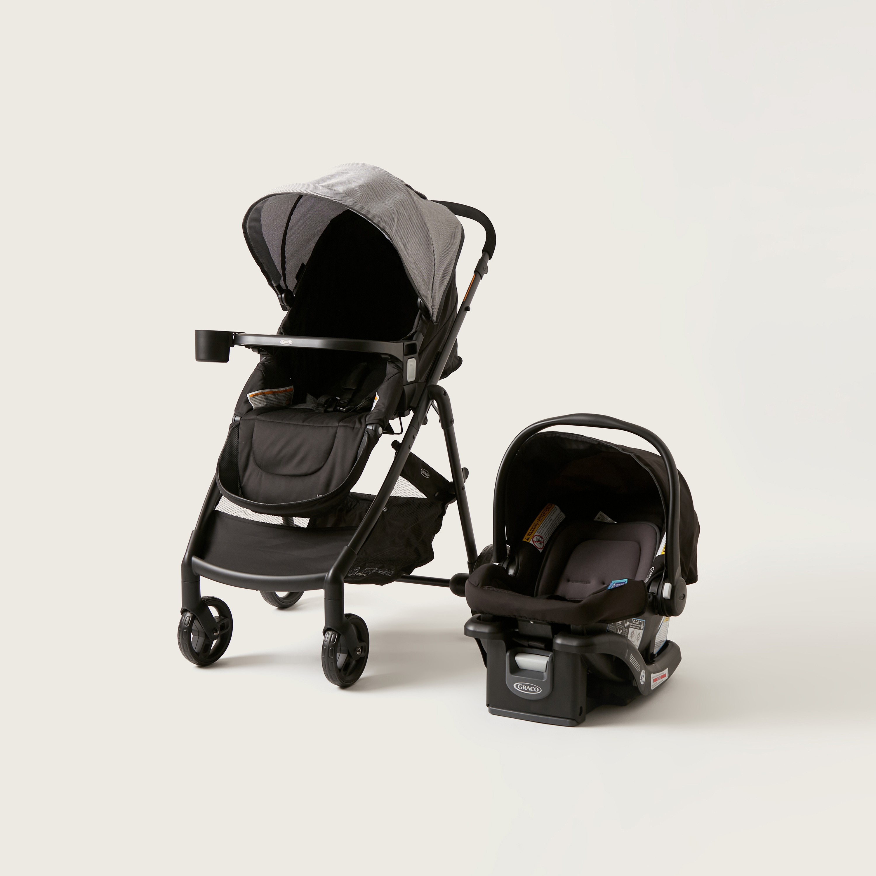 عربة أطفال من جراكو مودز باسيكس سوداء مع مقعد سيارة (حتى 3 سنوات)-baby-gear-strollersandprams-travelsystems-image-1