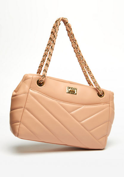 Celeste Quilted Shoulder Bag with Double Handle and Zip Closure