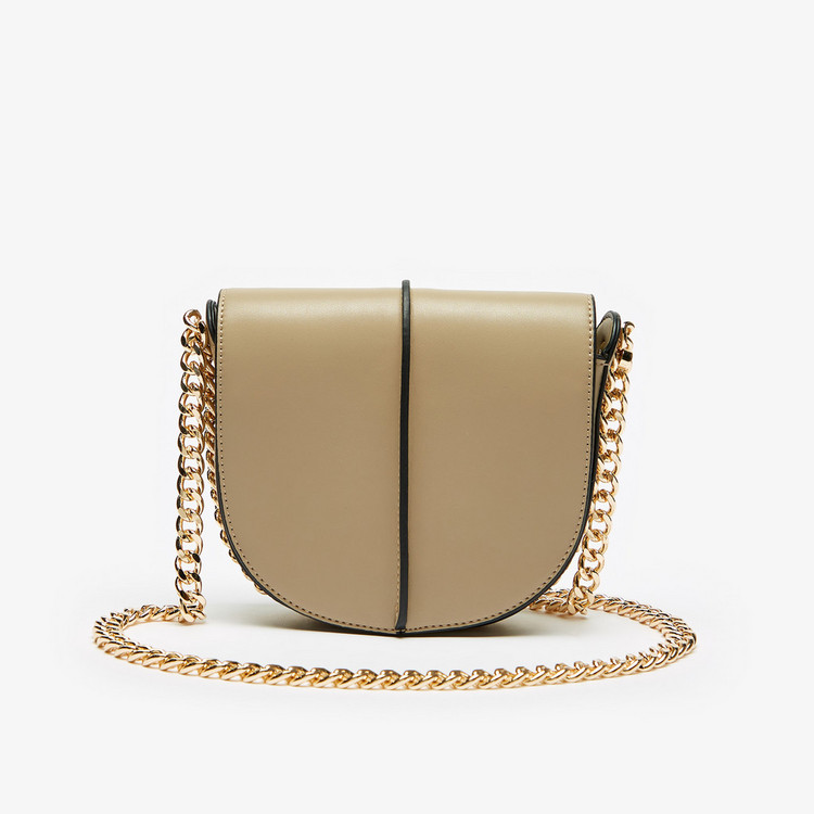 Celeste Solid Crossbody Bag with Chain Strap and Button Closure