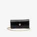 Celeste Textured Clutch with Detachable Chain Strap and Button Closure-Wallets & Clutches-thumbnailMobile-0
