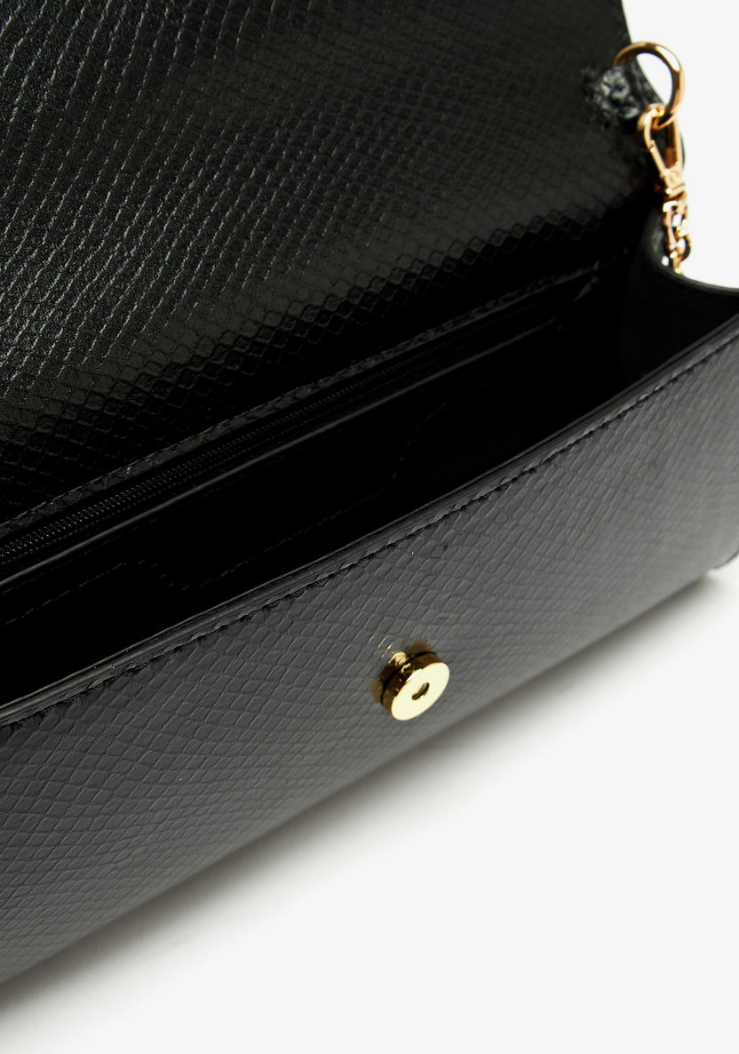 Celeste Textured Clutch with Detachable Chain Strap and Button Closure-Wallets & Clutches-image-5
