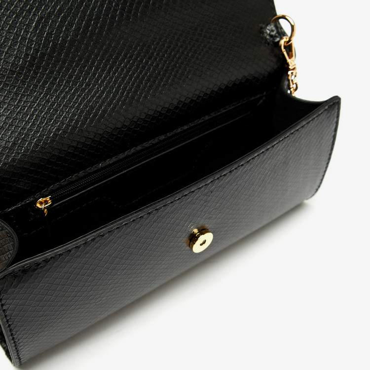 Celeste Textured Clutch with Detachable Chain Strap and Button Closure