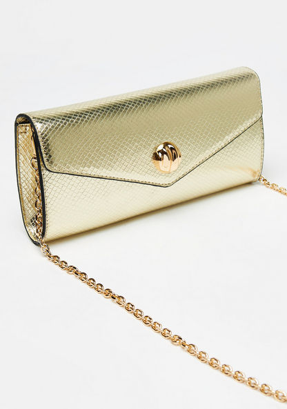 Celeste Textured Clutch with Detachable Chain Strap and Button Closure-Wallets and Clutches-image-4