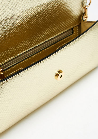 Celeste Textured Clutch with Detachable Chain Strap and Button Closure-Wallets and Clutches-image-5
