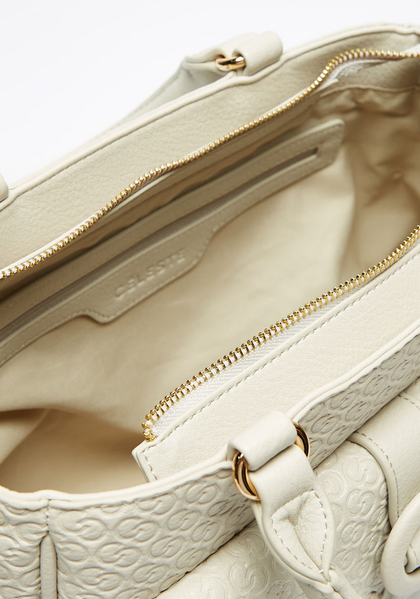 Celeste Monogram Embossed Tote Bag with Detachable Strap-Women%27s Handbags-image-4