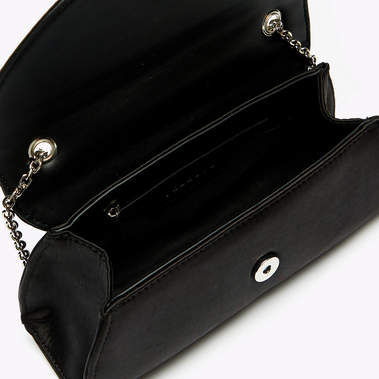 Celeste Embellished Clutch with Chain Strap and Button Closure