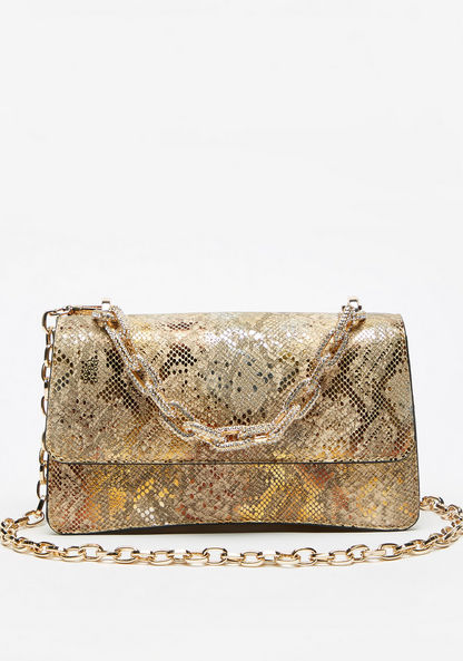 Celeste Textured Satchel Bag with Detachable Chain Strap and Button Closure