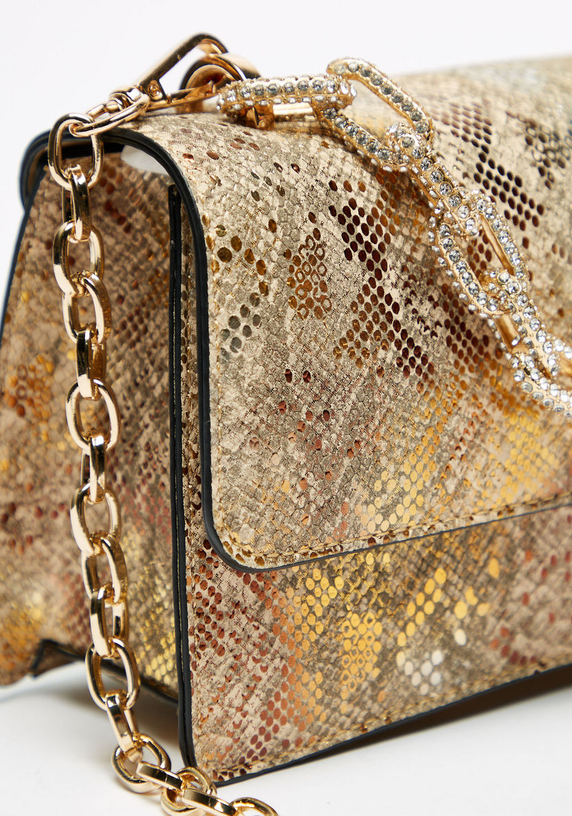Celeste Textured Satchel Bag with Detachable Chain Strap and Button Closure-Women%27s Handbags-image-3
