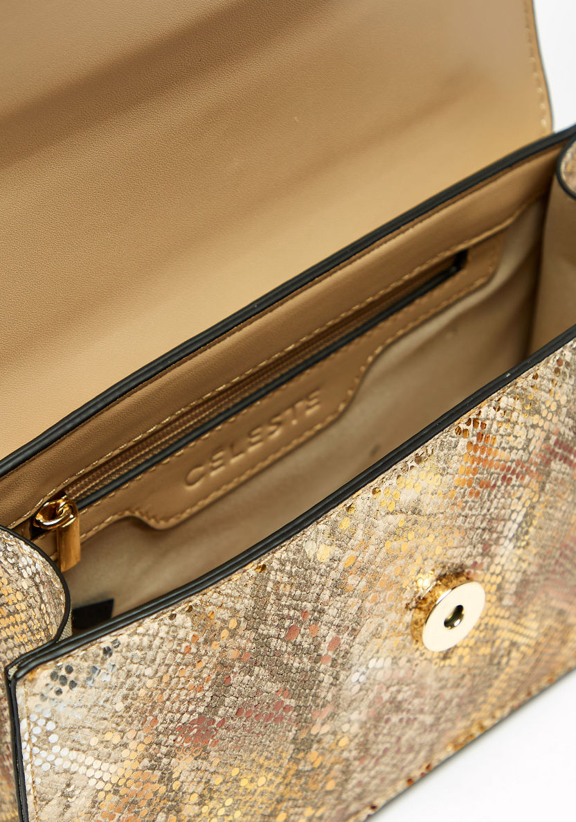 Celeste Textured Satchel Bag with Detachable Chain Strap and Button Closure-Women%27s Handbags-image-4