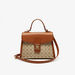 ELLE Monogram Print Satchel Bag with Detachable Strap and Flap Closure-Women%27s Handbags-thumbnail-0