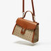 ELLE Monogram Print Satchel Bag with Detachable Strap and Flap Closure-Women%27s Handbags-thumbnail-1
