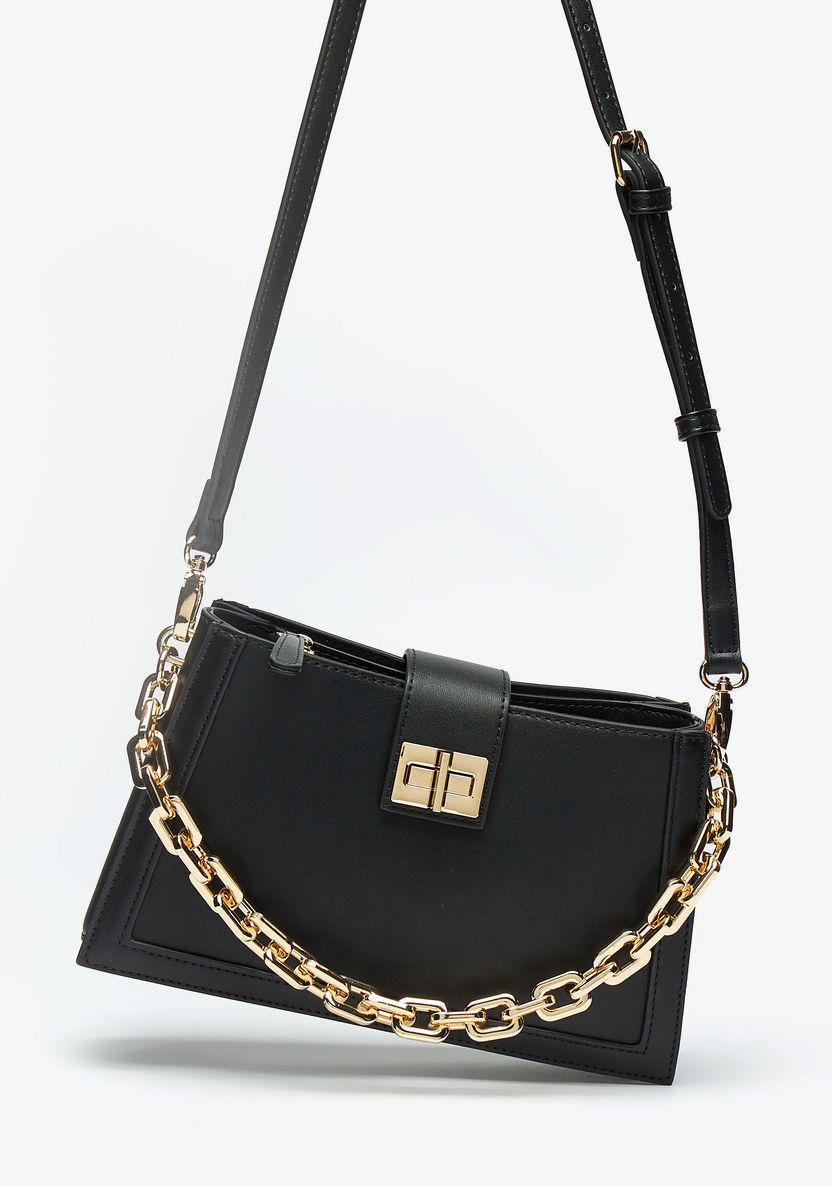Celeste Solid Shoulder Bag with Detachable Strap and Zip Closure-Women%27s Handbags-image-1