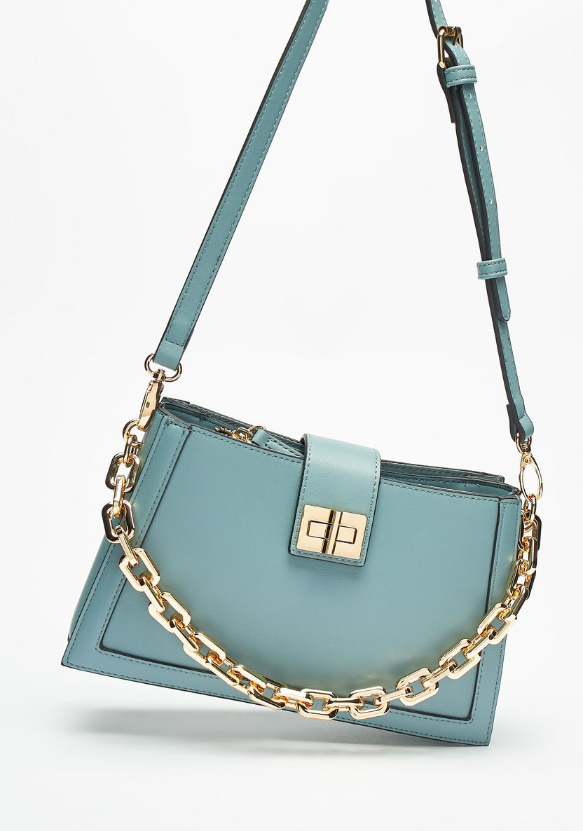 Celeste Solid Shoulder Bag with Detachable Strap and Zip Closure-Women%27s Handbags-image-1