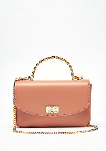 Celeste Solid Satchel Bag with Detachable Chain Strap and Flap Closure-Women%27s Handbags-image-0