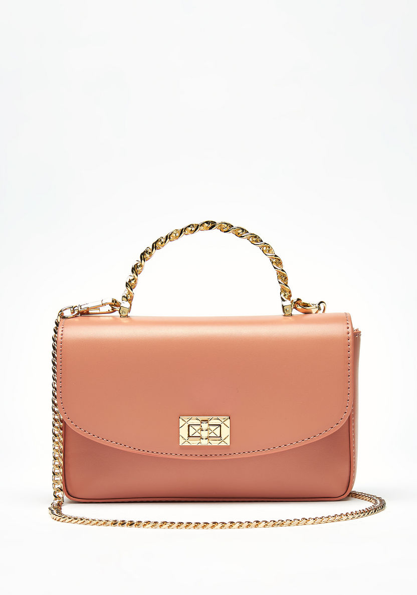 Celeste Solid Satchel Bag with Detachable Chain Strap and Flap Closure-Women%27s Handbags-image-0