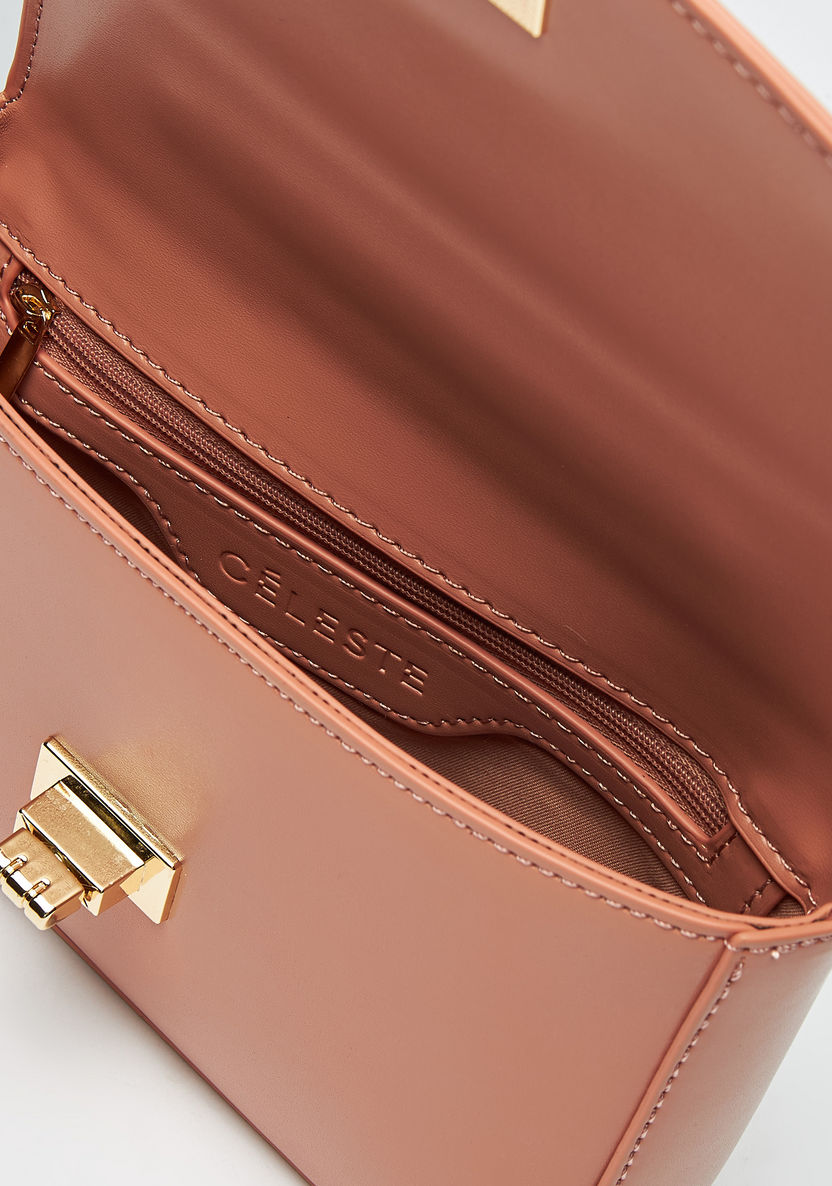 Celeste Solid Satchel Bag with Detachable Chain Strap and Flap Closure-Women%27s Handbags-image-4
