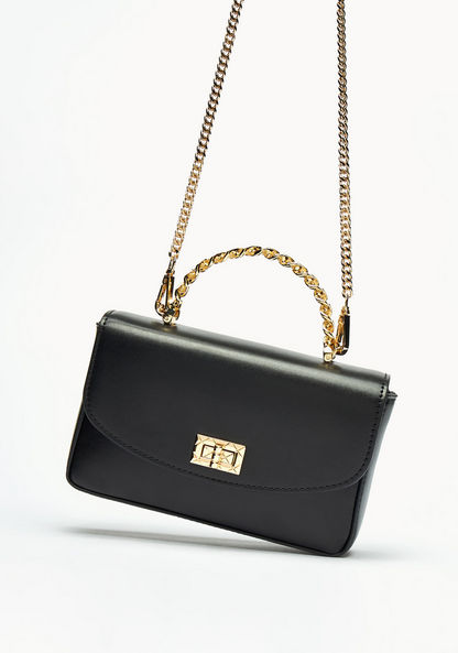 Celeste Solid Satchel Bag with Detachable Chain Strap and Flap Closure-Women%27s Handbags-image-1