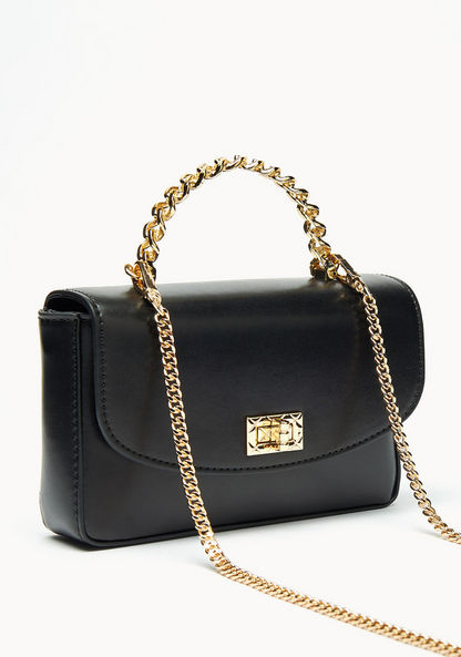 Celeste Solid Satchel Bag with Detachable Chain Strap and Flap Closure-Women%27s Handbags-image-2