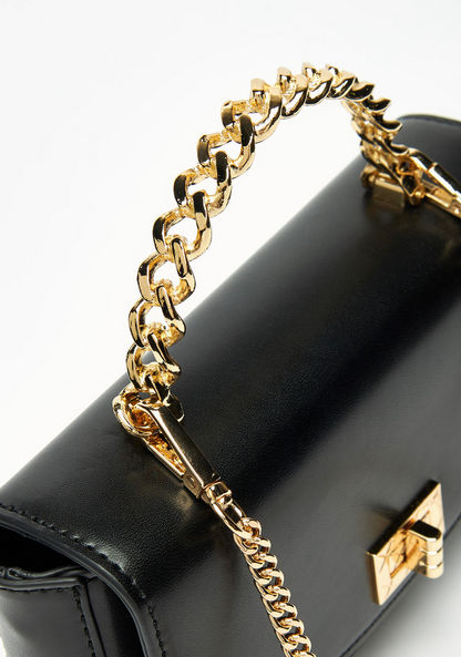 Celeste Solid Satchel Bag with Detachable Chain Strap and Flap Closure-Women%27s Handbags-image-3