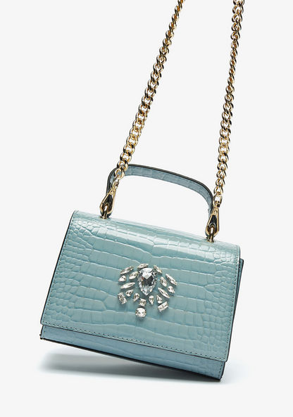 Celeste Textured Satchel Bag with Grab Handle and Embellished Detail-Women%27s Handbags-image-1