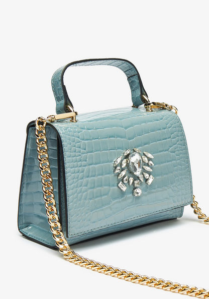 Celeste Textured Satchel Bag with Grab Handle and Embellished Detail-Women%27s Handbags-image-2