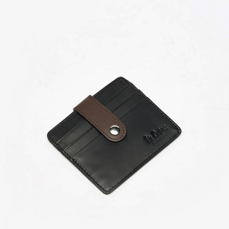 Lee Cooper Solid Card Holder with Snap Button Closure