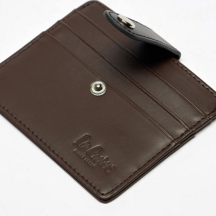 Lee Cooper Solid Card Holder with Snap Button Closure