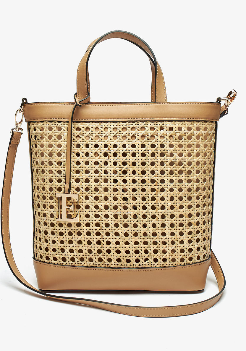 ELLE Textured Tote Bag with Removable Strap and Pouch-Women%27s Handbags-image-0