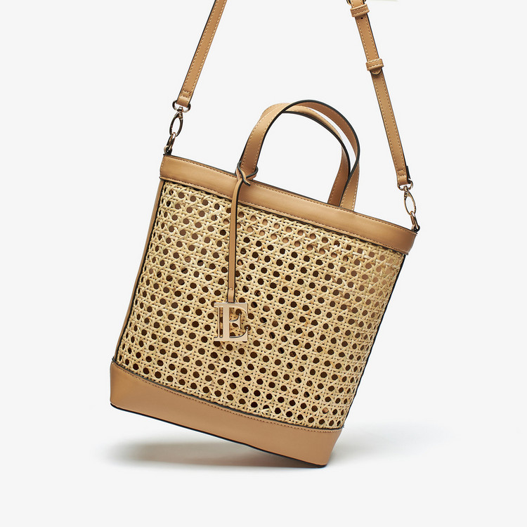 ELLE Textured Tote Bag with Removable Strap and Pouch